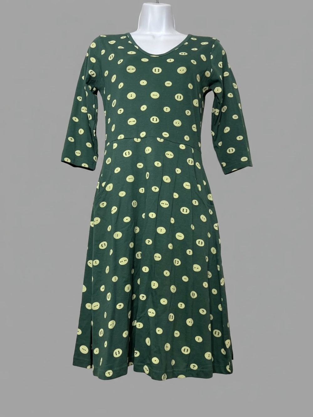 Svaha Dress Punctuation Polka Dots Writing 100% Organic Cotton Teacher NWT XS